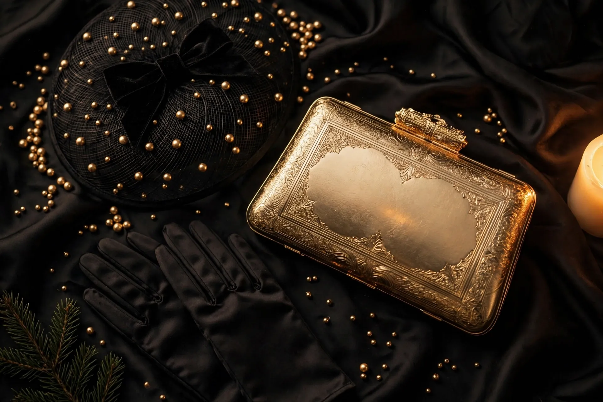Gold minaudiere from the christmas atelier