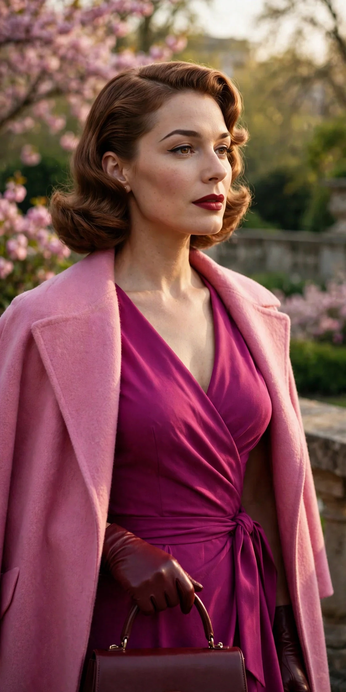 Magenta wrap dress from the spring capsule