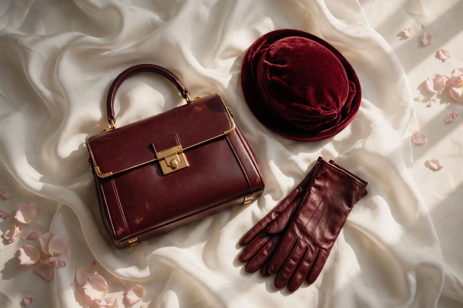 Spring capsule accessories in burgundy with cloud white